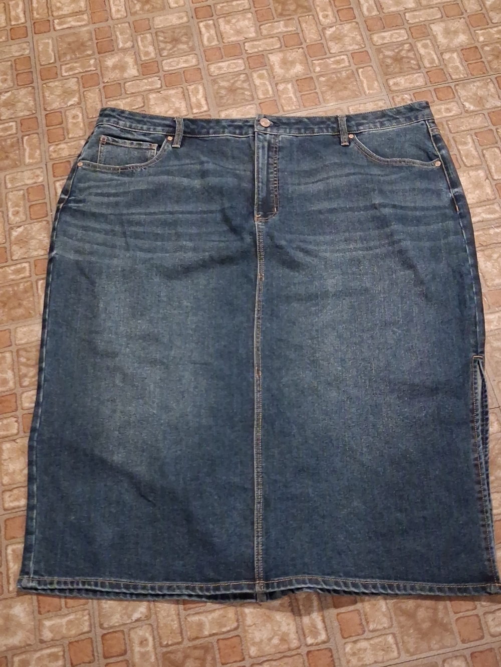 Classic Blue Denim Skirt - Women's Straight Midi